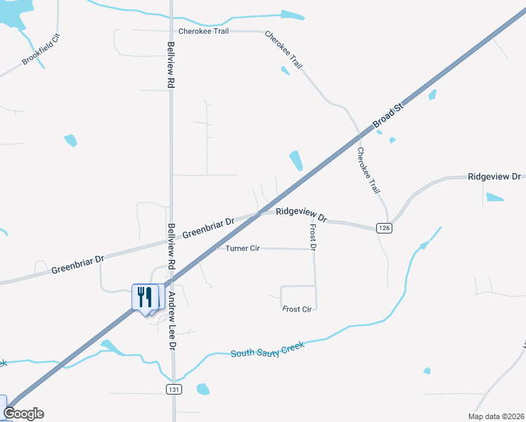 map of restaurants, bars, coffee shops, grocery stores, and more near Broad Street in Henagar
