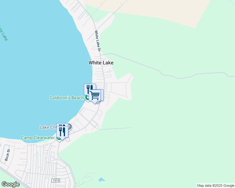map of restaurants, bars, coffee shops, grocery stores, and more near Amethyst Circle in White Lake
