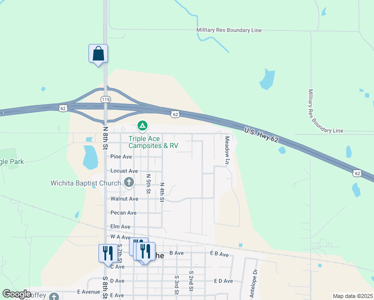 map of restaurants, bars, coffee shops, grocery stores, and more near 203 Northwest Cherry Avenue in Cache