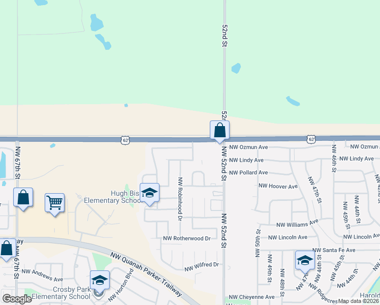 map of restaurants, bars, coffee shops, grocery stores, and more near 5406 Northwest Sir Brian Avenue in Lawton