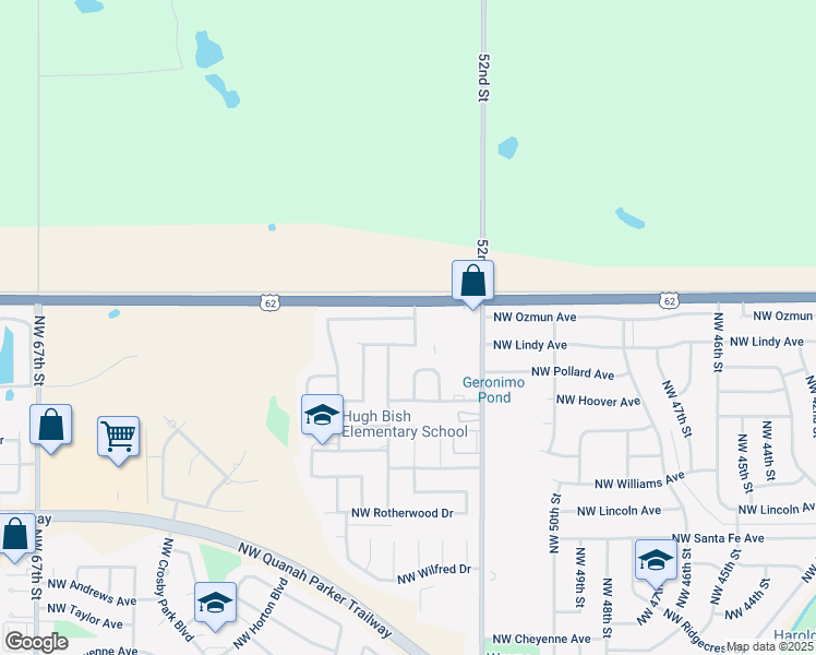 map of restaurants, bars, coffee shops, grocery stores, and more near 5406 Northwest Sir Brian Avenue in Lawton