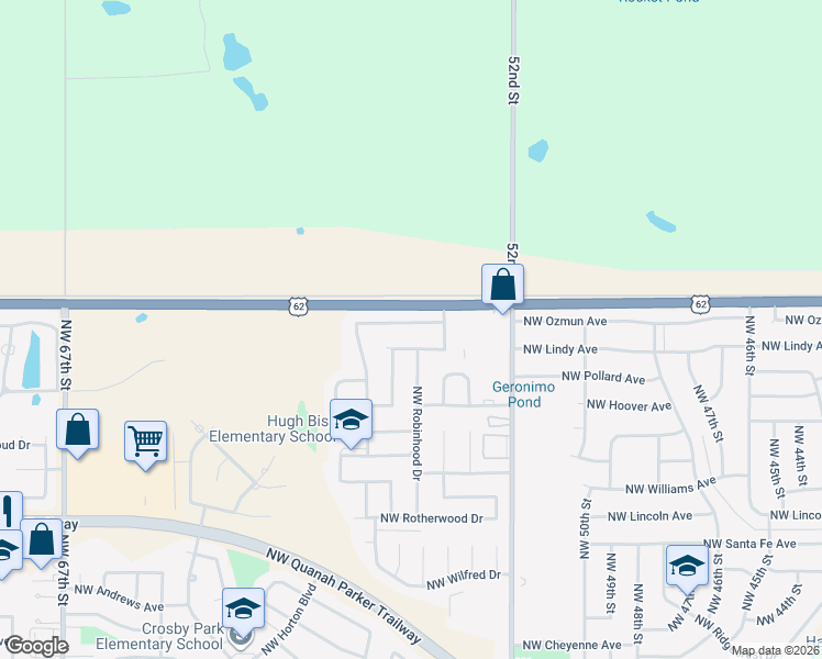 map of restaurants, bars, coffee shops, grocery stores, and more near 5415 Northwest Sir Brian Avenue in Lawton