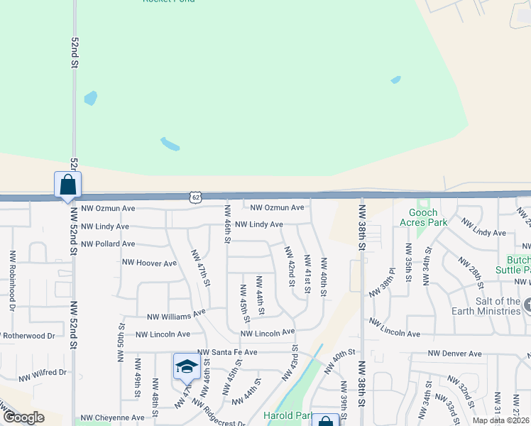 map of restaurants, bars, coffee shops, grocery stores, and more near 4202 Northwest Lindy Avenue in Lawton