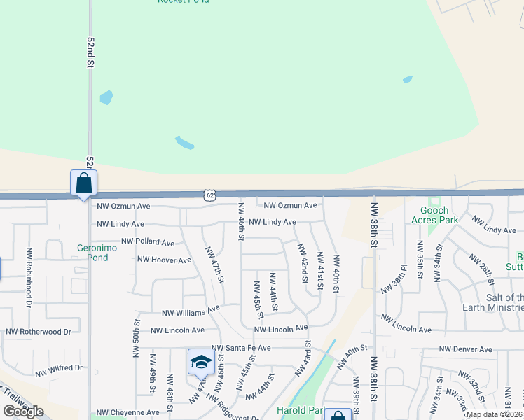 map of restaurants, bars, coffee shops, grocery stores, and more near 4033 Northwest Ozmun Avenue in Lawton