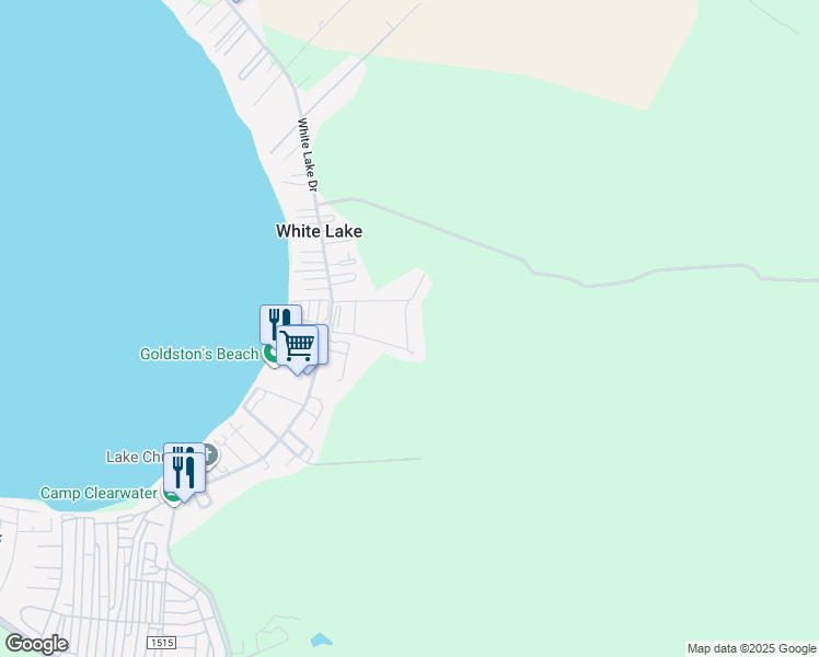 map of restaurants, bars, coffee shops, grocery stores, and more near Amethyst Circle in White Lake
