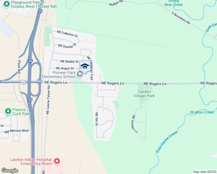 map of restaurants, bars, coffee shops, grocery stores, and more near 911 Northeast Rogers Lane in Lawton