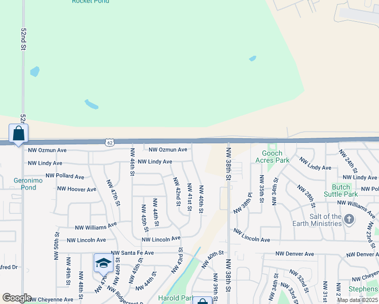 map of restaurants, bars, coffee shops, grocery stores, and more near 4003 Northwest Ozmun Avenue in Lawton