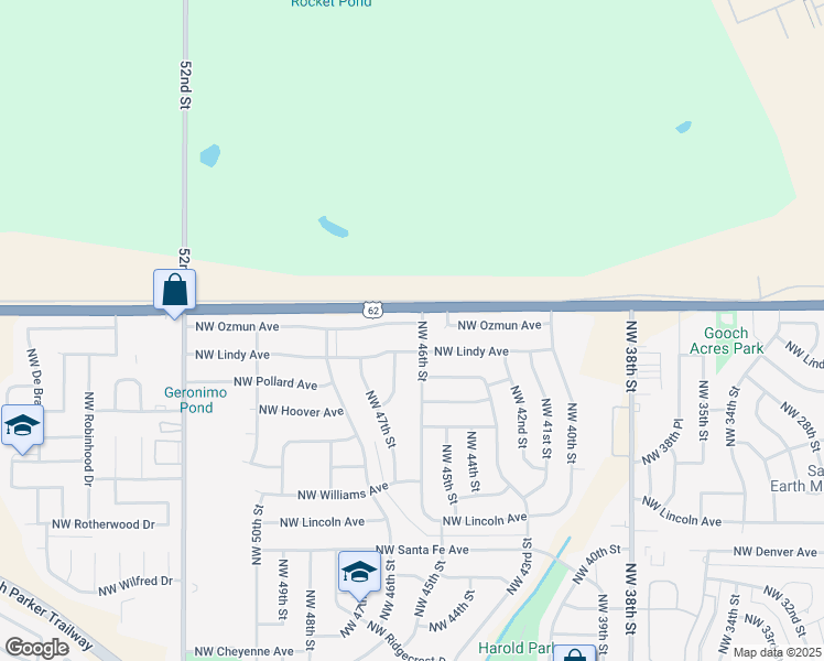 map of restaurants, bars, coffee shops, grocery stores, and more near 2902 46th Street in Lawton