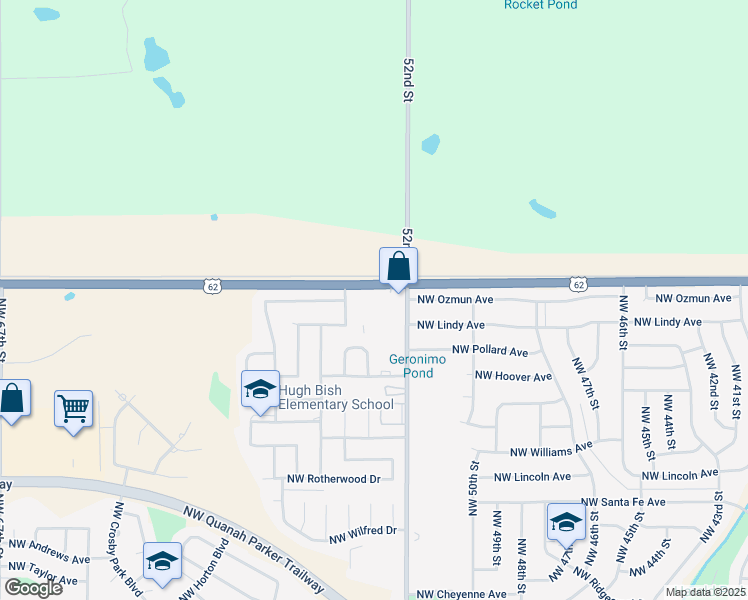 map of restaurants, bars, coffee shops, grocery stores, and more near 5214 Northwest Rogers Lane in Lawton