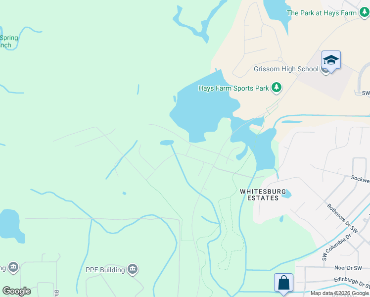 map of restaurants, bars, coffee shops, grocery stores, and more near Unnamed Road in Huntsville