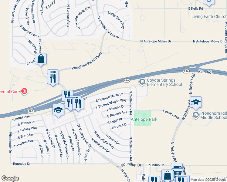 map of restaurants, bars, coffee shops, grocery stores, and more near 7817 East Addis Avenue in Prescott Valley