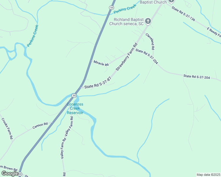 map of restaurants, bars, coffee shops, grocery stores, and more near 663 Strawberry Farm Road in Seneca