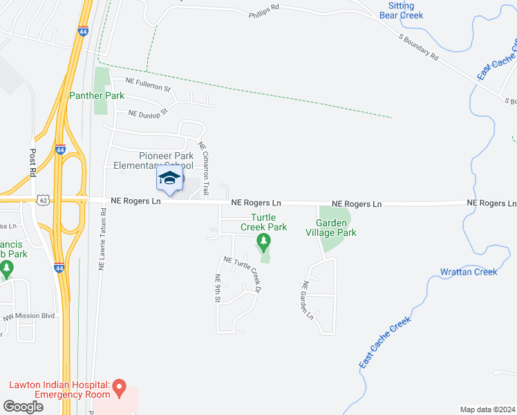 map of restaurants, bars, coffee shops, grocery stores, and more near 911 Northeast Rogers Lane in Lawton