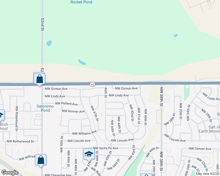 map of restaurants, bars, coffee shops, grocery stores, and more near 2902 46th Street in Lawton