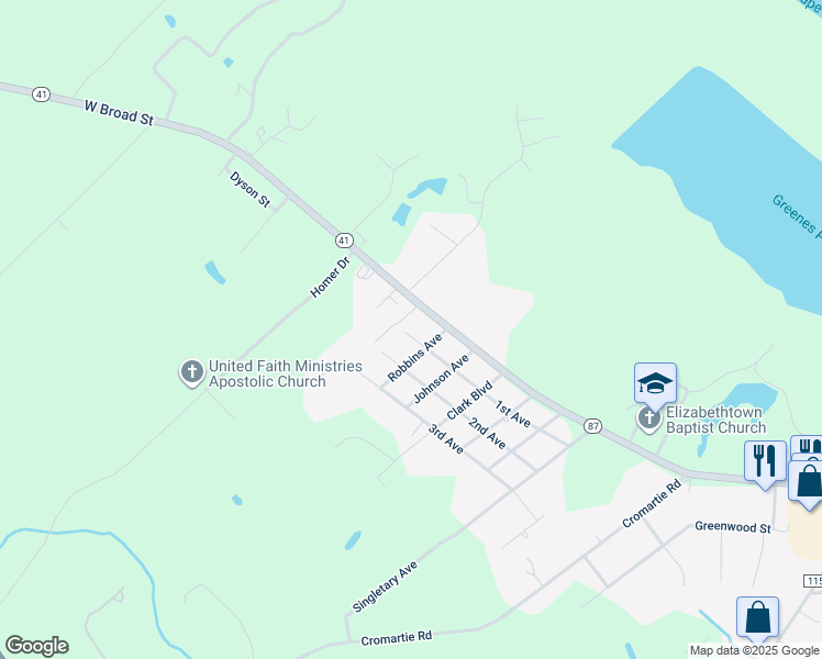 map of restaurants, bars, coffee shops, grocery stores, and more near 2562 1st Avenue in Elizabethtown