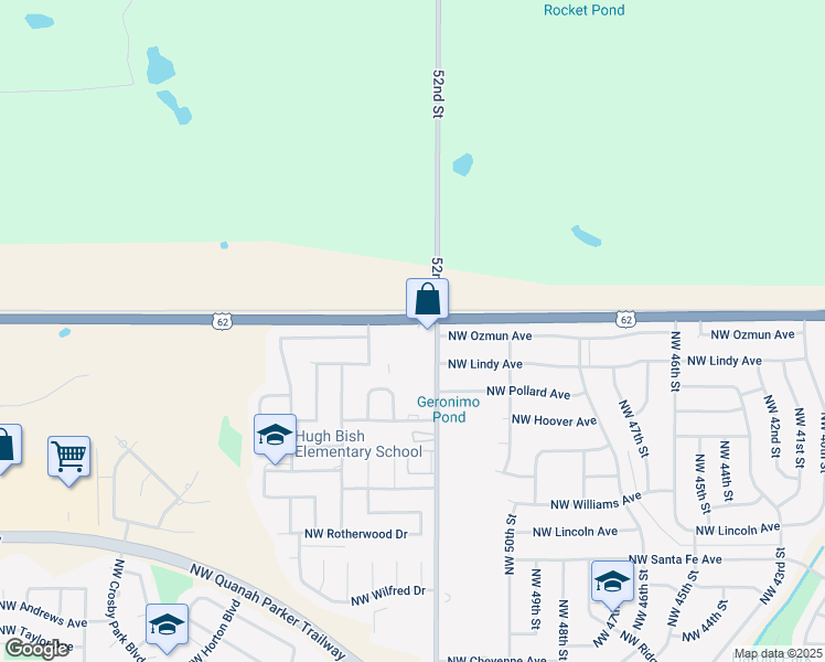 map of restaurants, bars, coffee shops, grocery stores, and more near 5214 Northwest Rogers Lane in Lawton