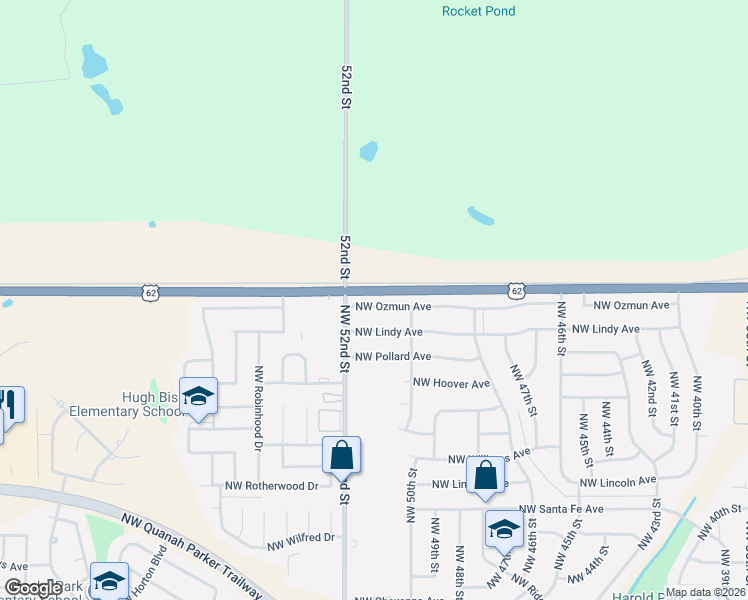 map of restaurants, bars, coffee shops, grocery stores, and more near 4683 Northwest Ozmun Avenue in Lawton