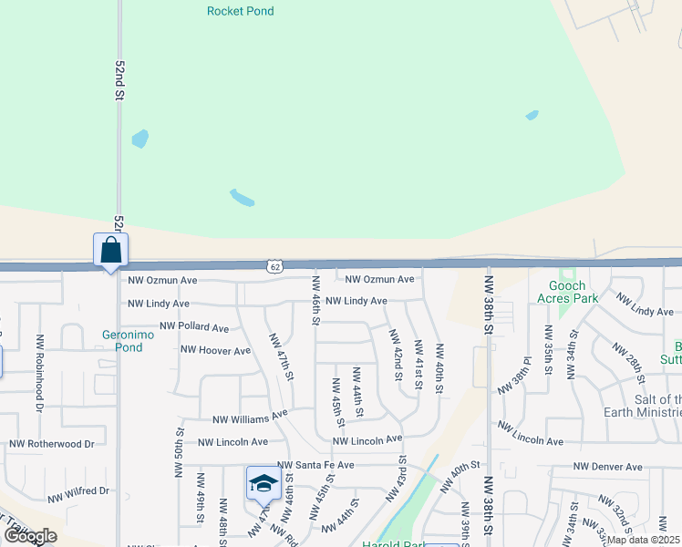 map of restaurants, bars, coffee shops, grocery stores, and more near 4033 Northwest Ozmun Avenue in Lawton