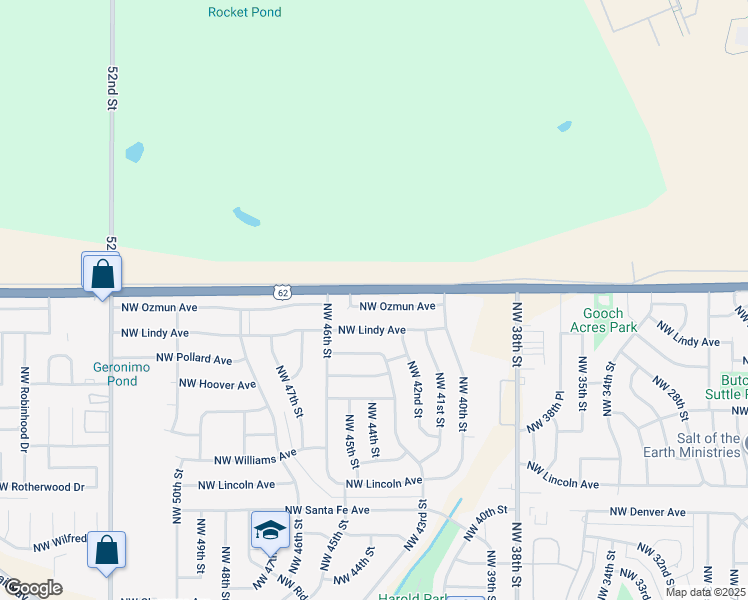 map of restaurants, bars, coffee shops, grocery stores, and more near 4033 Northwest Ozmun Avenue in Lawton