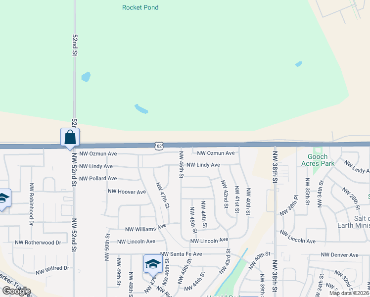 map of restaurants, bars, coffee shops, grocery stores, and more near 2902 46th Street in Lawton