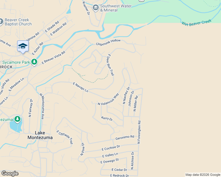 map of restaurants, bars, coffee shops, grocery stores, and more near 4670 East Deer Run Trail in Lake Montezuma