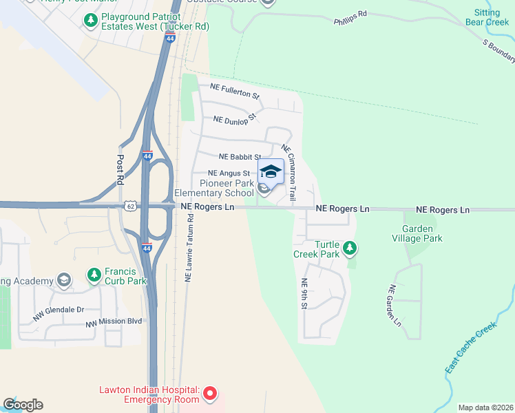 map of restaurants, bars, coffee shops, grocery stores, and more near 3005 Northeast Angus Place in Lawton