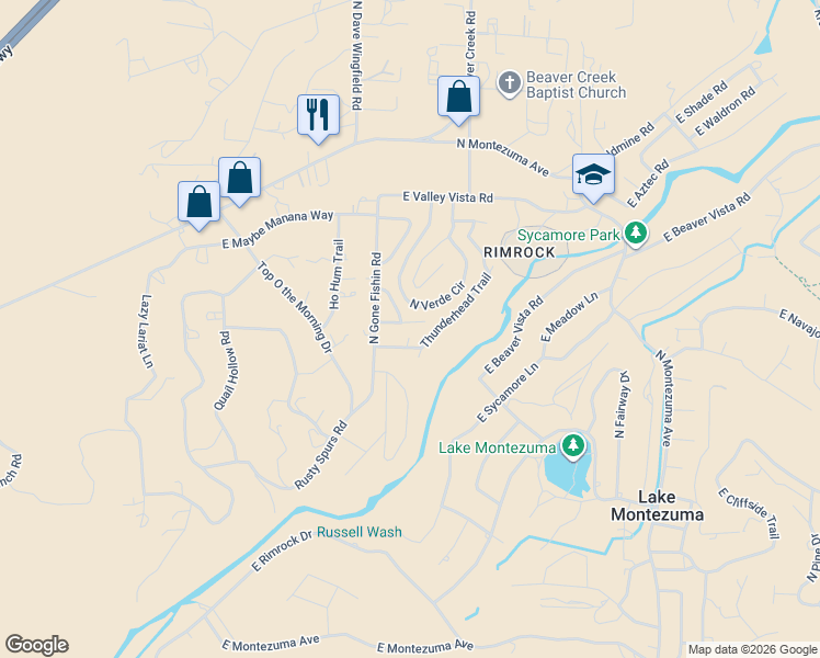 map of restaurants, bars, coffee shops, grocery stores, and more near 3625 Warrior Rest in Lake Montezuma