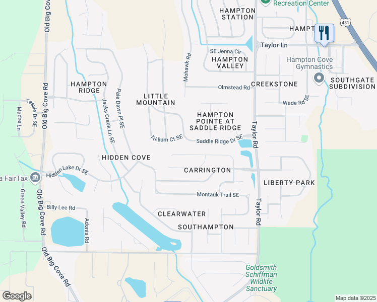 map of restaurants, bars, coffee shops, grocery stores, and more near 6817 Breyerton Way Southeast in Owens Cross Roads