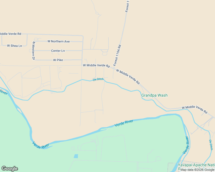 map of restaurants, bars, coffee shops, grocery stores, and more near 4610 Caughran Road in Camp Verde