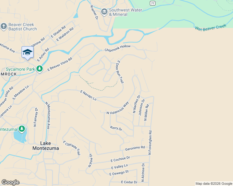 map of restaurants, bars, coffee shops, grocery stores, and more near 4670 E Deer Run Trail in Lake Montezuma