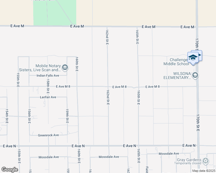 map of restaurants, bars, coffee shops, grocery stores, and more near East Avenue M 8 in Los Angeles County