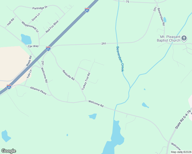 map of restaurants, bars, coffee shops, grocery stores, and more near 114 Wild Turkey Road in Williamston