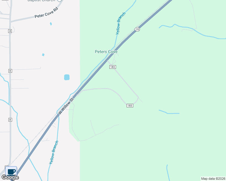 map of restaurants, bars, coffee shops, grocery stores, and more near County Road 183 in Woodville