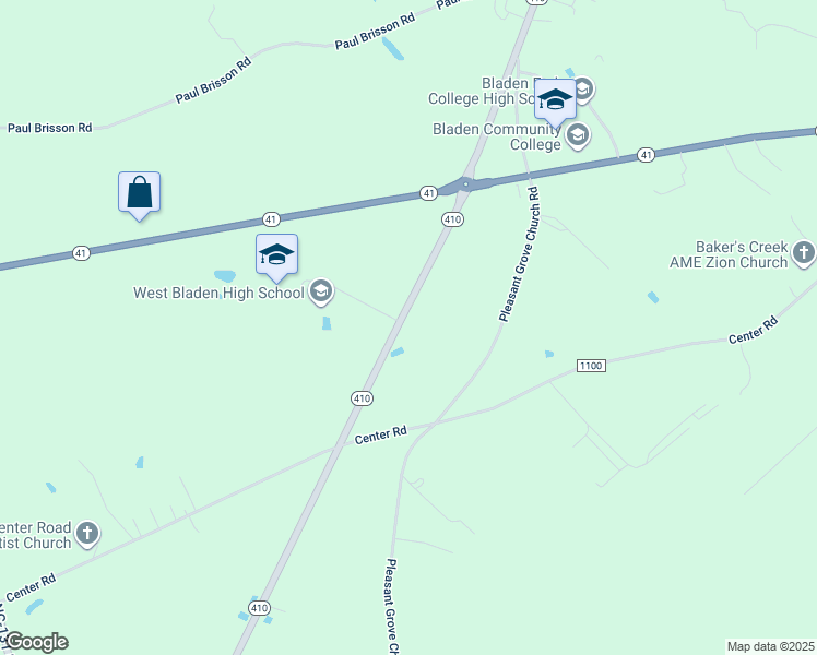 map of restaurants, bars, coffee shops, grocery stores, and more near 1547 North Carolina 410 in Bladenboro
