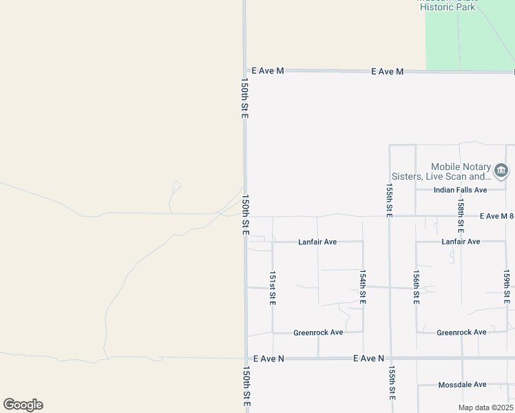 map of restaurants, bars, coffee shops, grocery stores, and more near 150th Street East in Lake Los Angeles