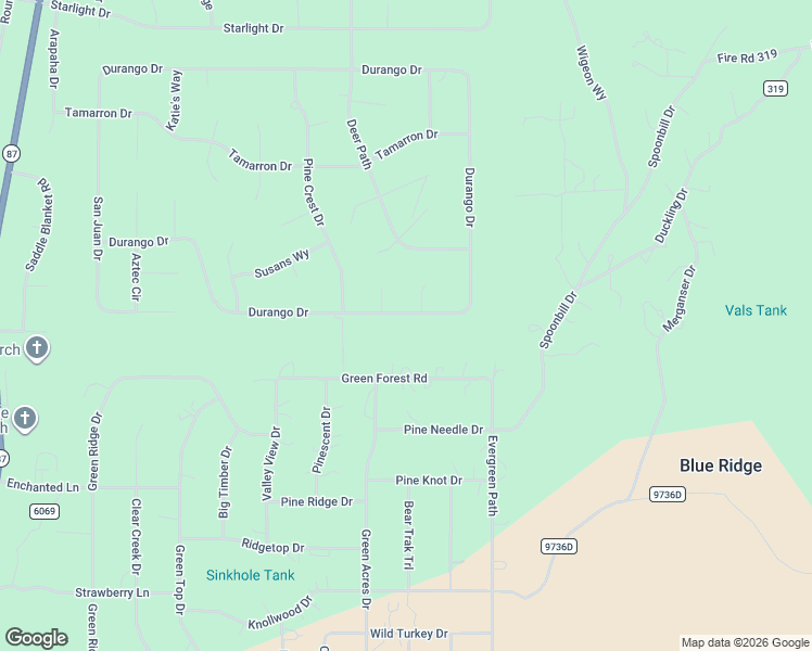 map of restaurants, bars, coffee shops, grocery stores, and more near 4348 Durango Drive in Happy Jack