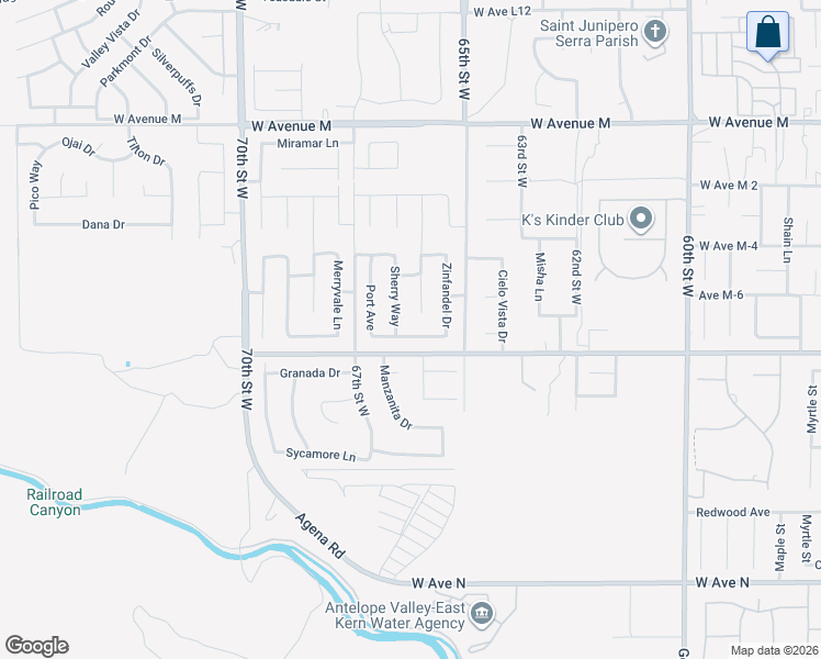 map of restaurants, bars, coffee shops, grocery stores, and more near 6615 Breton Place in Palmdale
