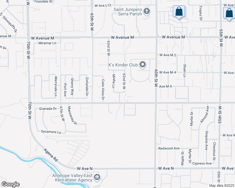 map of restaurants, bars, coffee shops, grocery stores, and more near 6232 Rickie Lane in Palmdale