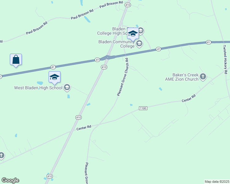 map of restaurants, bars, coffee shops, grocery stores, and more near 584 Pleasant Grove Church Road in Bladenboro