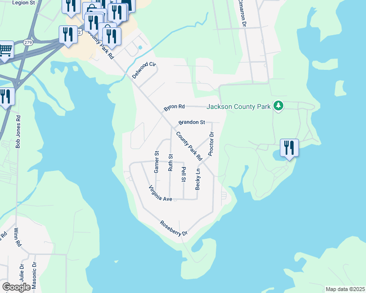 map of restaurants, bars, coffee shops, grocery stores, and more near 2008 County Park Road in Scottsboro