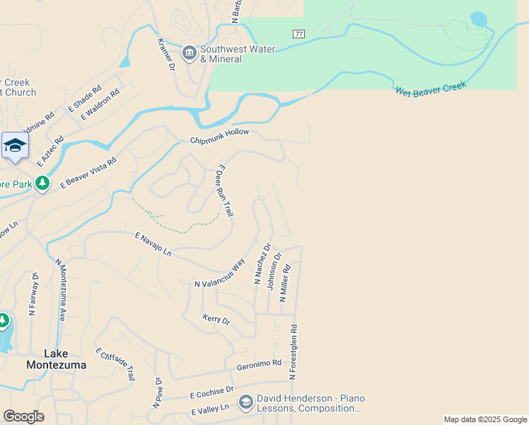 map of restaurants, bars, coffee shops, grocery stores, and more near 4830 North Nachez Drive in Lake Montezuma