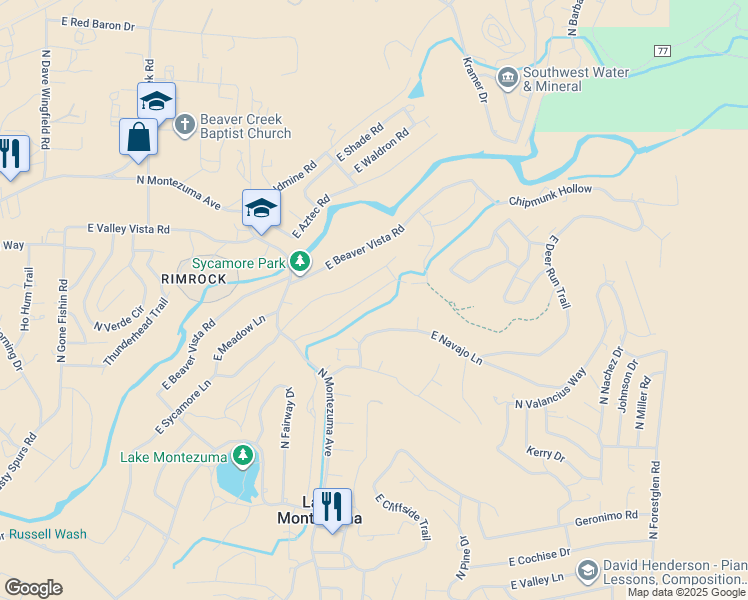 map of restaurants, bars, coffee shops, grocery stores, and more near 4305 East 3rd Fairway Drive in Lake Montezuma