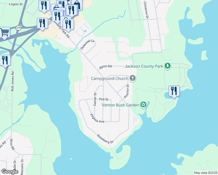 map of restaurants, bars, coffee shops, grocery stores, and more near 2008 County Park Road in Scottsboro