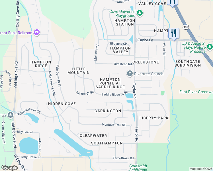 map of restaurants, bars, coffee shops, grocery stores, and more near 4809 Southeast Brownston Court in Owens Cross Roads