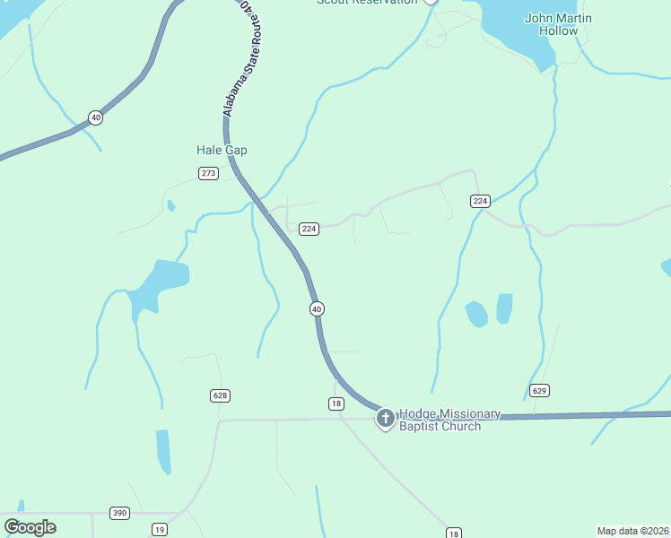 map of restaurants, bars, coffee shops, grocery stores, and more near 3034 Alabama 40 in Dutton