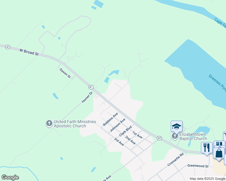 map of restaurants, bars, coffee shops, grocery stores, and more near 203 Harwood Street in Elizabethtown