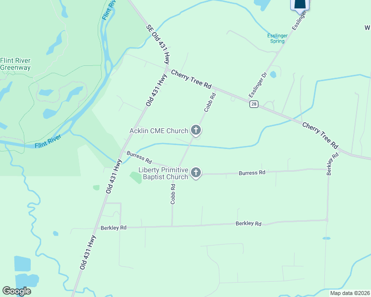 map of restaurants, bars, coffee shops, grocery stores, and more near 236 Cobb Road in Gurley