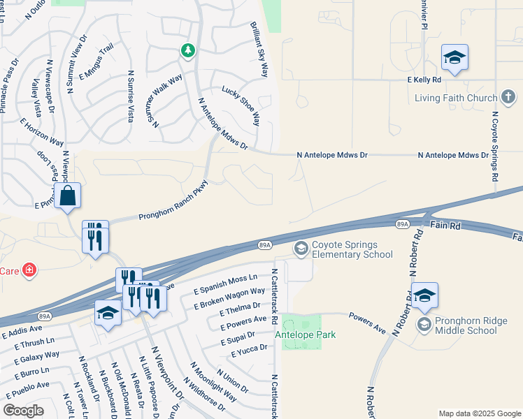 map of restaurants, bars, coffee shops, grocery stores, and more near 7923 East Annabel Way in Prescott Valley