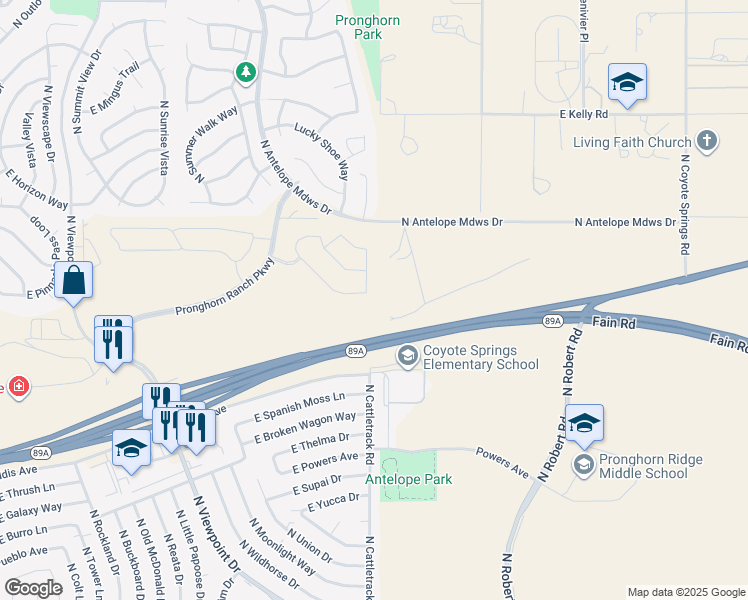 map of restaurants, bars, coffee shops, grocery stores, and more near 7947 East Annabel Way in Prescott Valley