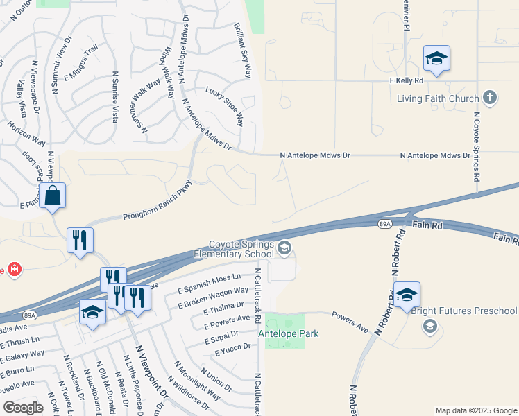 map of restaurants, bars, coffee shops, grocery stores, and more near 7947 East Annabel Way in Prescott Valley